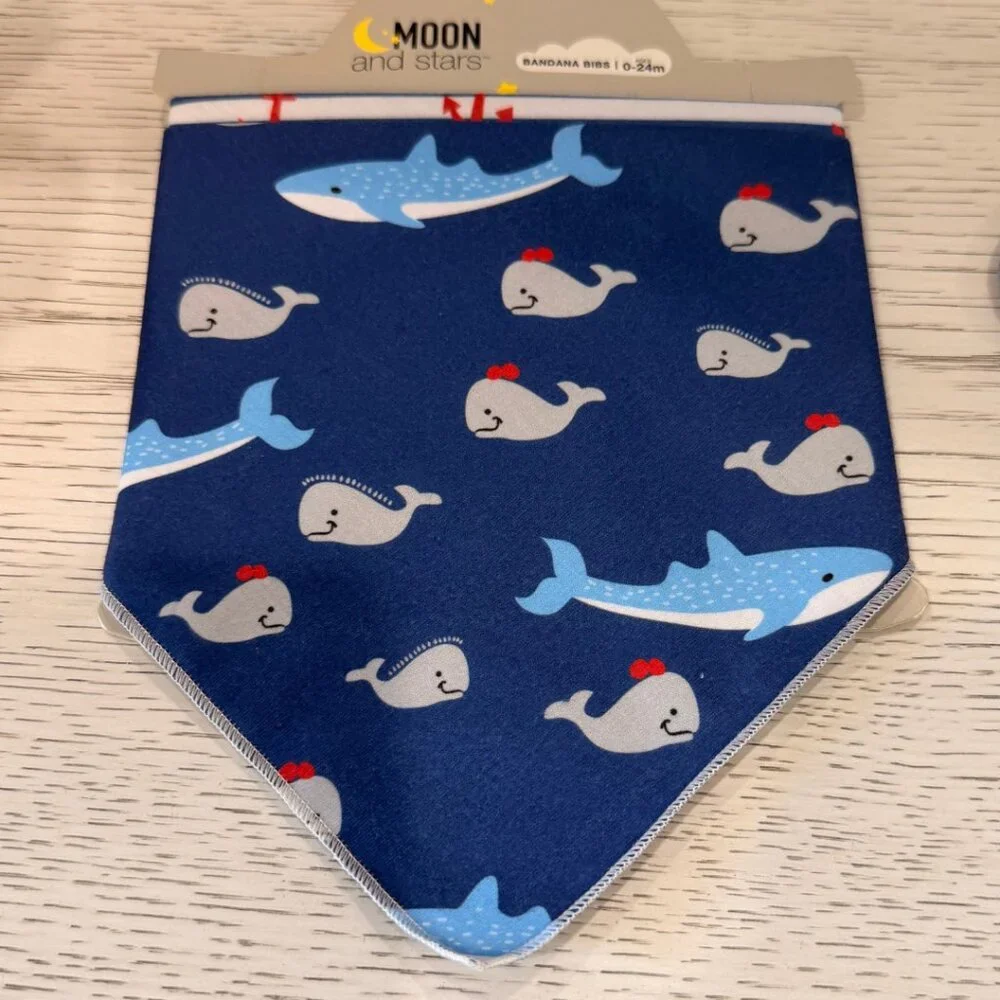 Moon and Stars Lot 2 Whales & Crabs Bandana Bibs and Matching Socks NWT